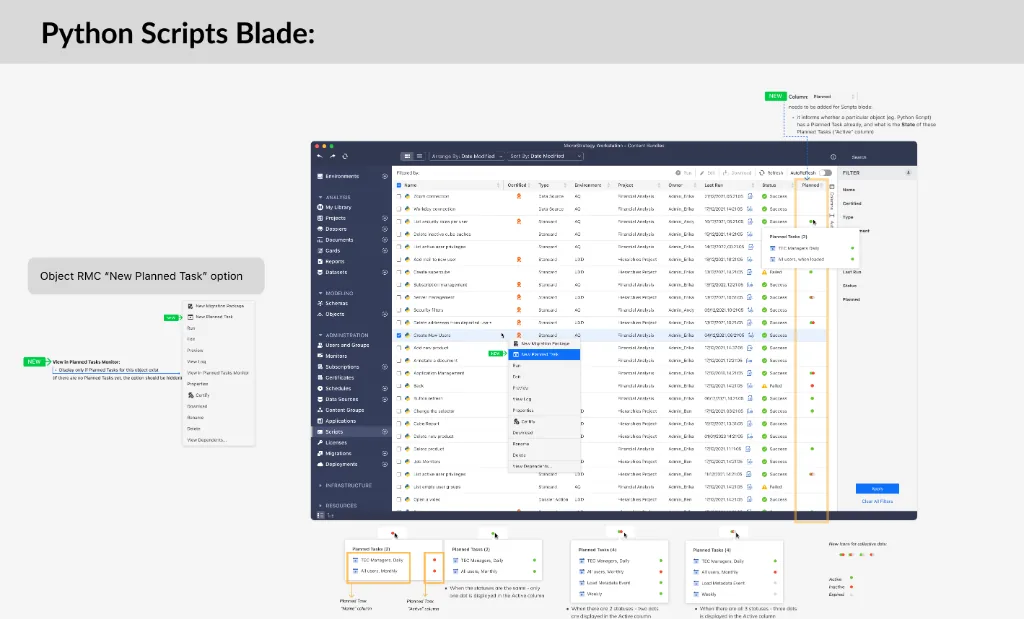 Python Scripts Blade with Scheduled Status Column and RMC